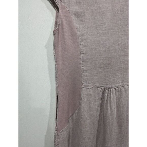 Lina Tomei Linen Made in Italy Embroidered Cap Sleeve Pockets Sheath Dress, XS - Picture 8 of 11